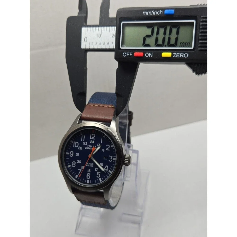 Timex Expedition Scout Mens 40mm Watch Navy Blue Fabric Date New Battery - Read